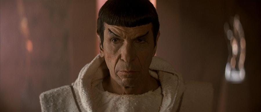 Close-up of Spock's face in Star Trek: The Voyage Home