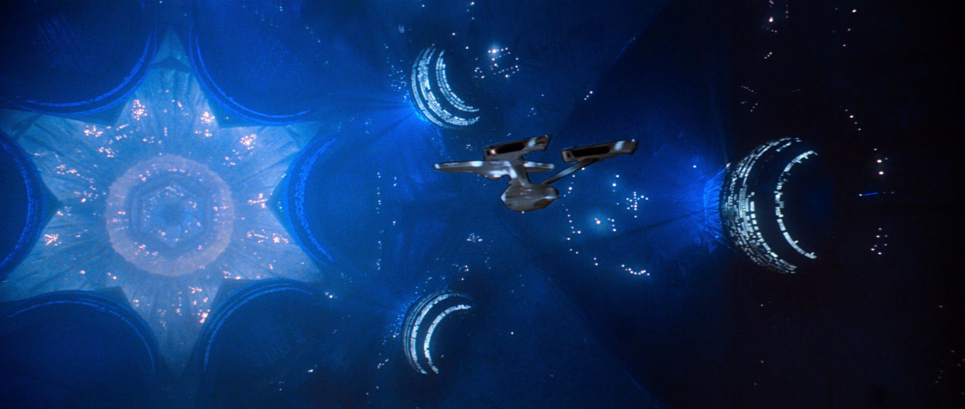 The Enterprise approaches V'ger in Star Trek: The Motion Picture