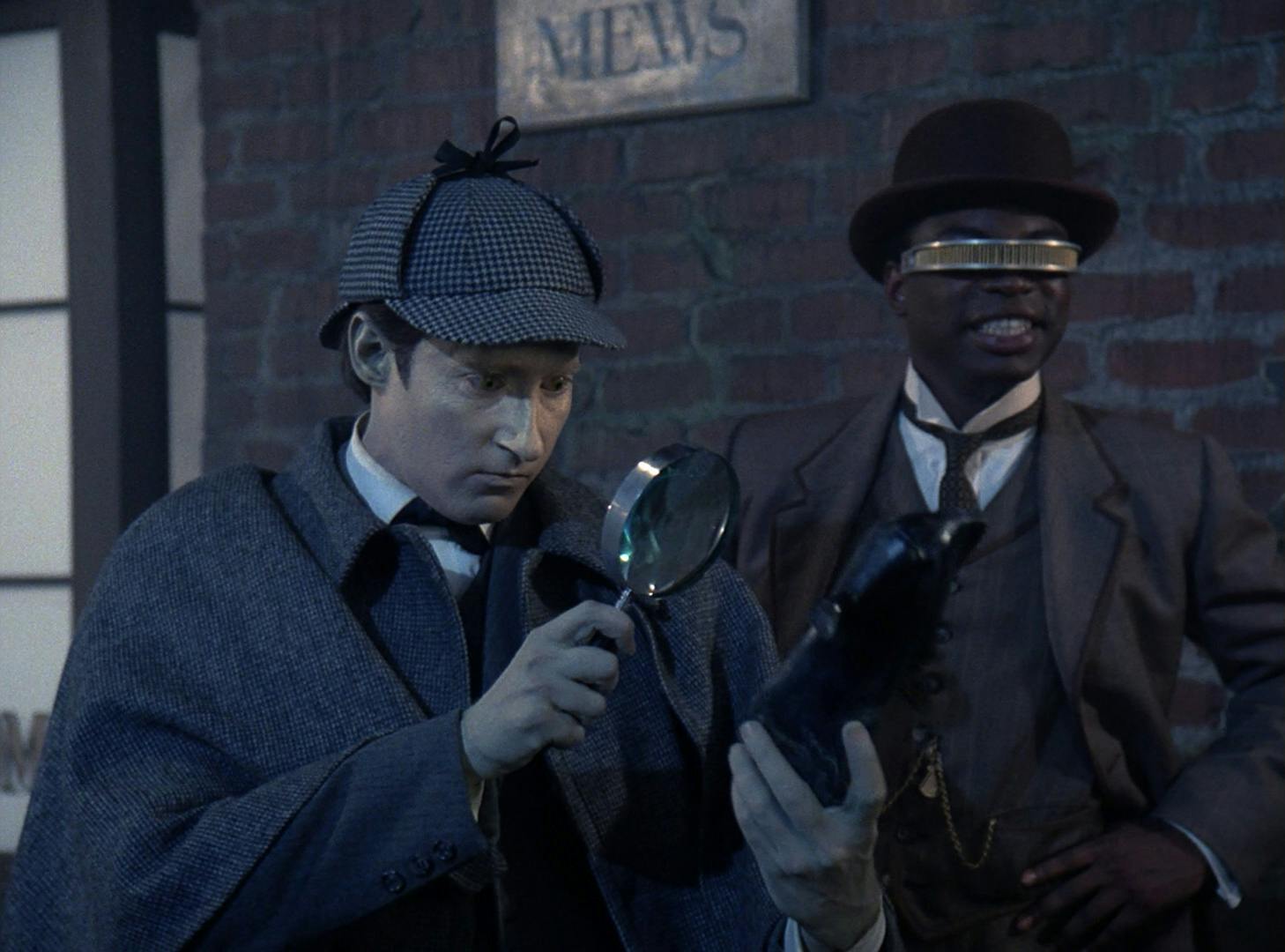 Data and Geordi La Forge play out of Holmesian mystery as Sherlock Holmes and Watson in 'Elementary, Dear Data'