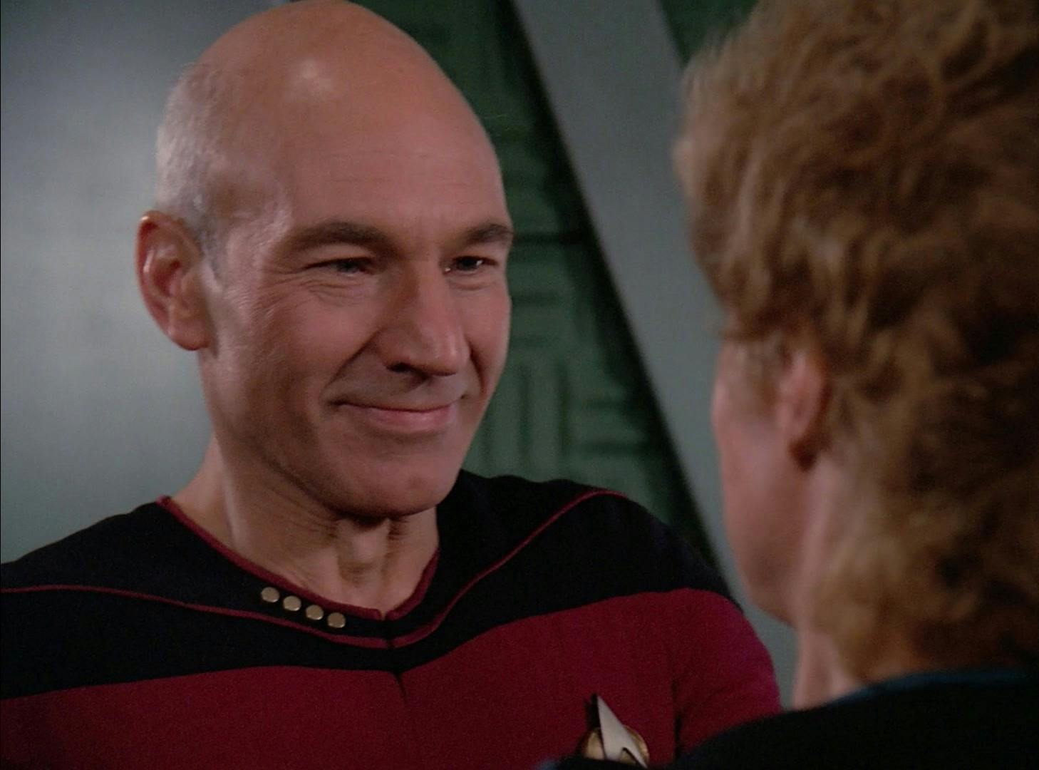 Picard is grateful and smiling upon Pulaski's return to the Enterprise-D in 'Unnatural Selection'