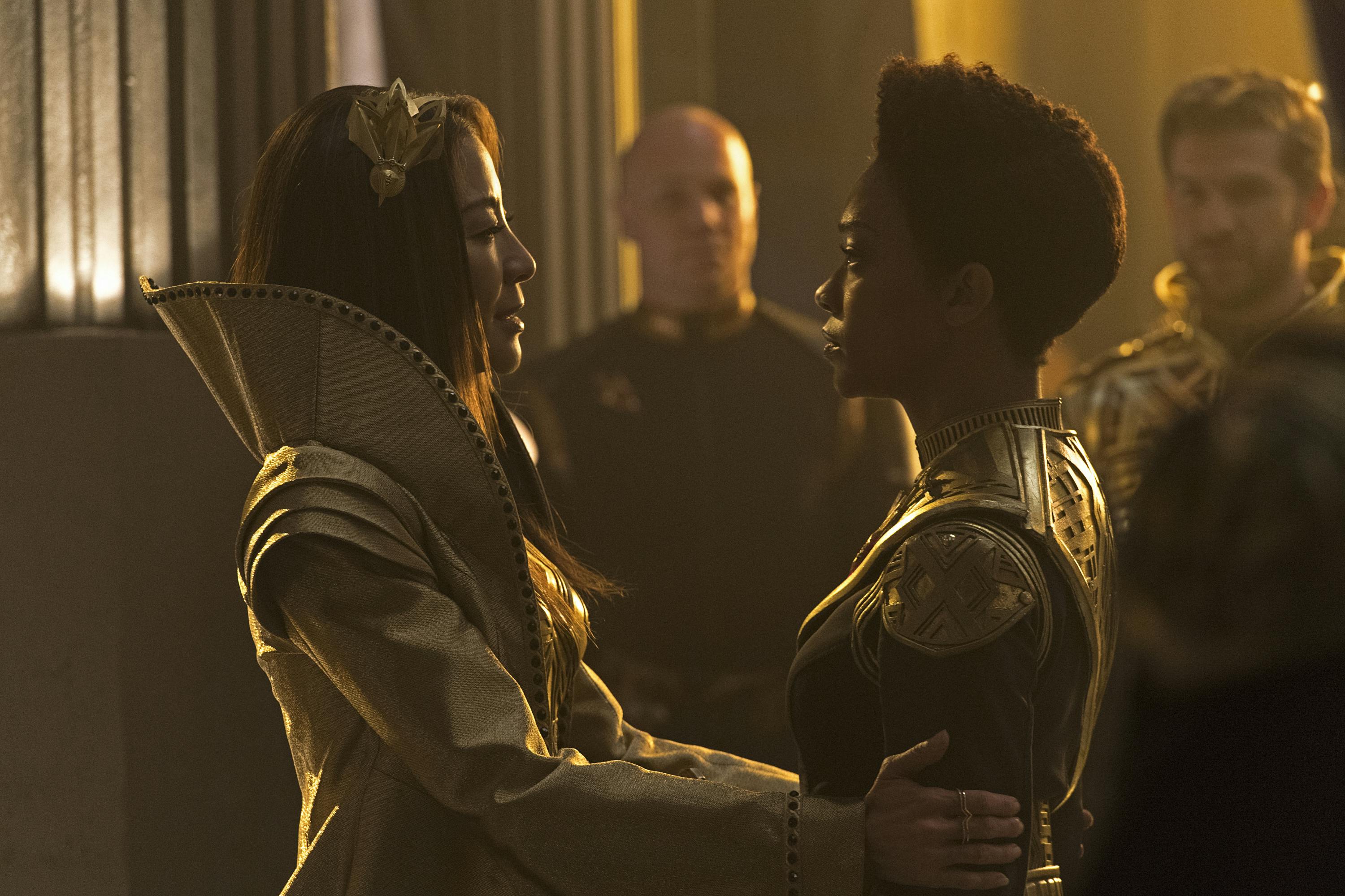 Terran Emperor Georgiou welcomes Michael Burnham back home aboard the I.S.S. Charon in 'Vaulting Ambition'