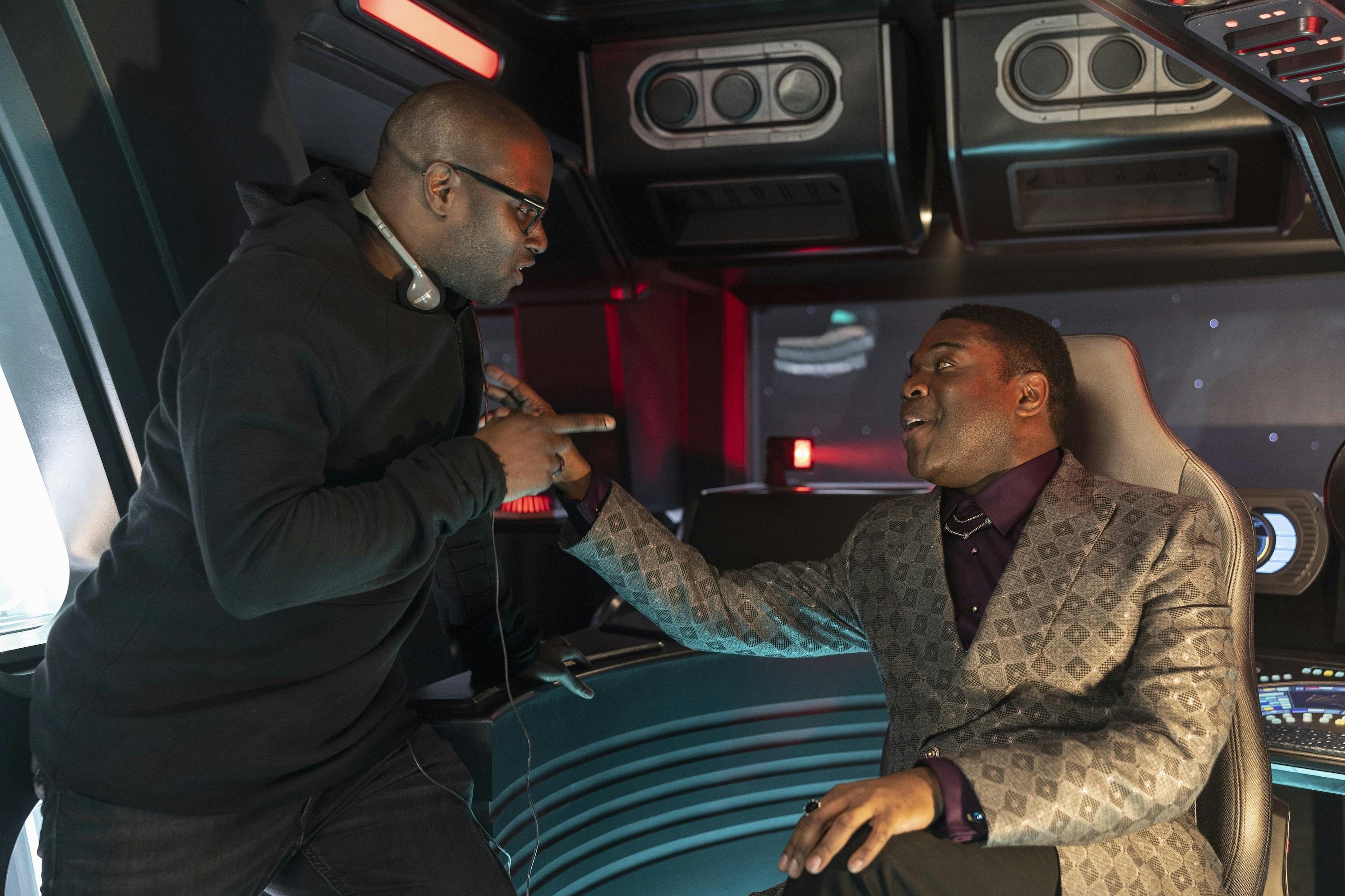 Director Olatunde Osunsanmi and actor Sam Richardson on the set of Star Trek: Section 31