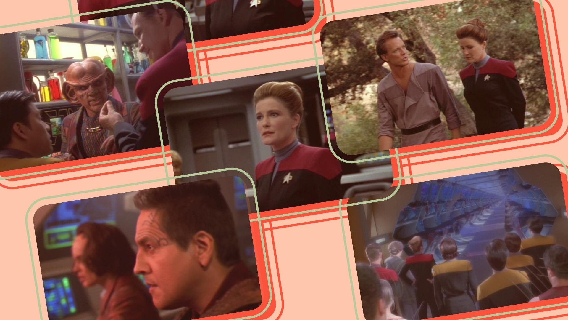 Collage featuring episodic stills from Voyager's 'Caretaker'