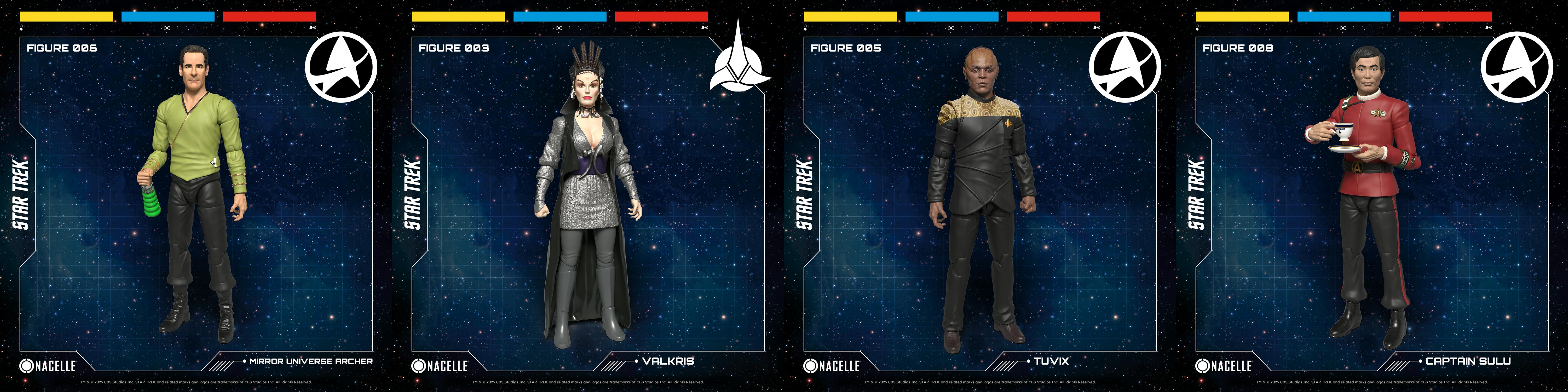 Nacelle's Wave 1 Figures including Mirror Archer, Valkris, Tuvix, and Captain Sulu