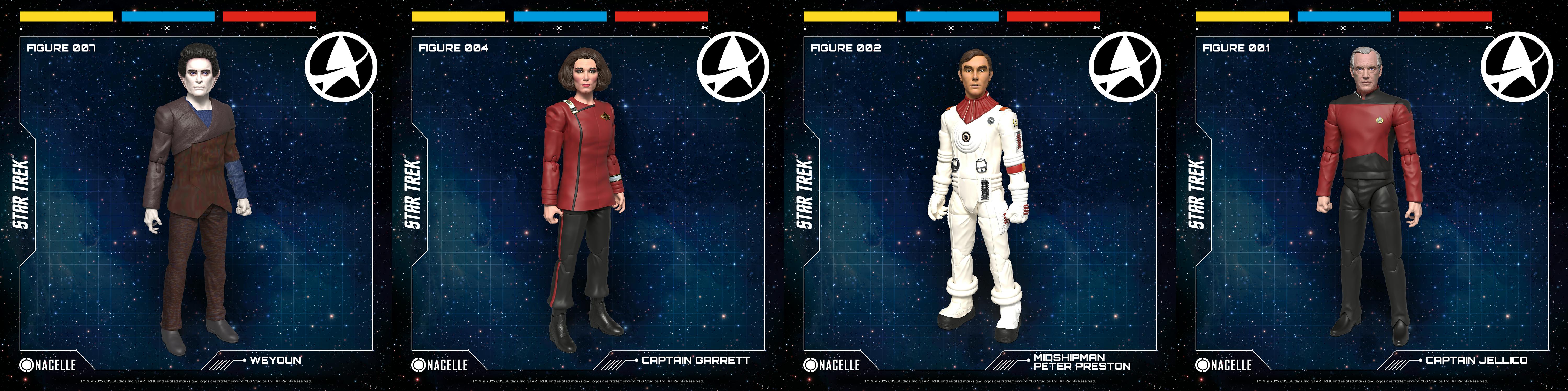 Nacelle's Wave 1 Figures including Weyoun, Rachel Garrett, Peter Preston, and Jellico