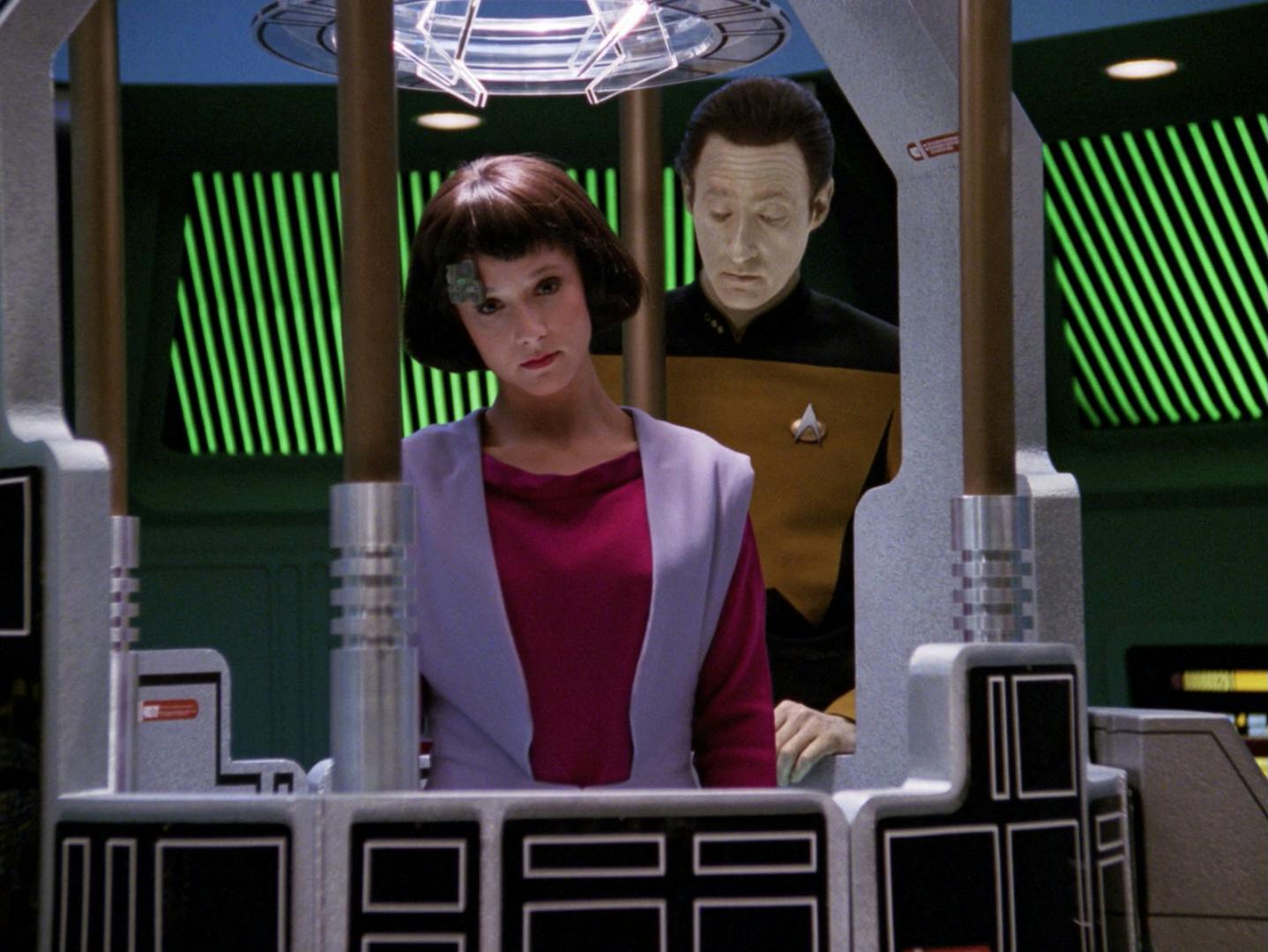 Data monitors his daughter Lal in the lab in 'The Offspring'