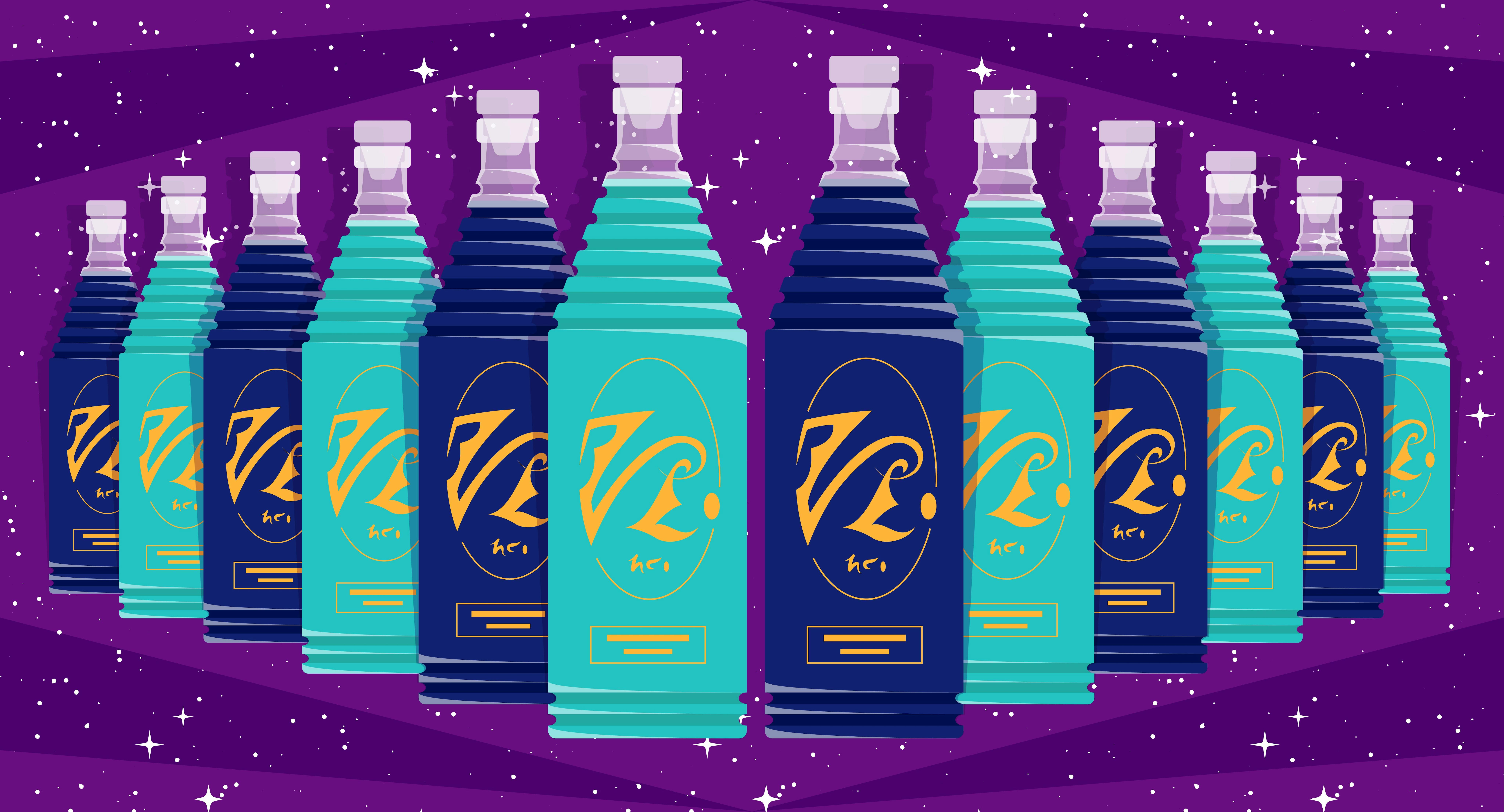 Illustrated banner of Star Trek Spirits' Romulan Ale whiskey and vodka bottles