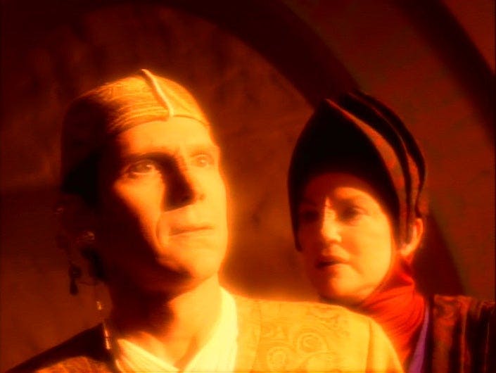 Vedek Bareil has an orb experience where he's Kai with Vedek Winn behind him menacingly in Star Trek: Deep Space Nine