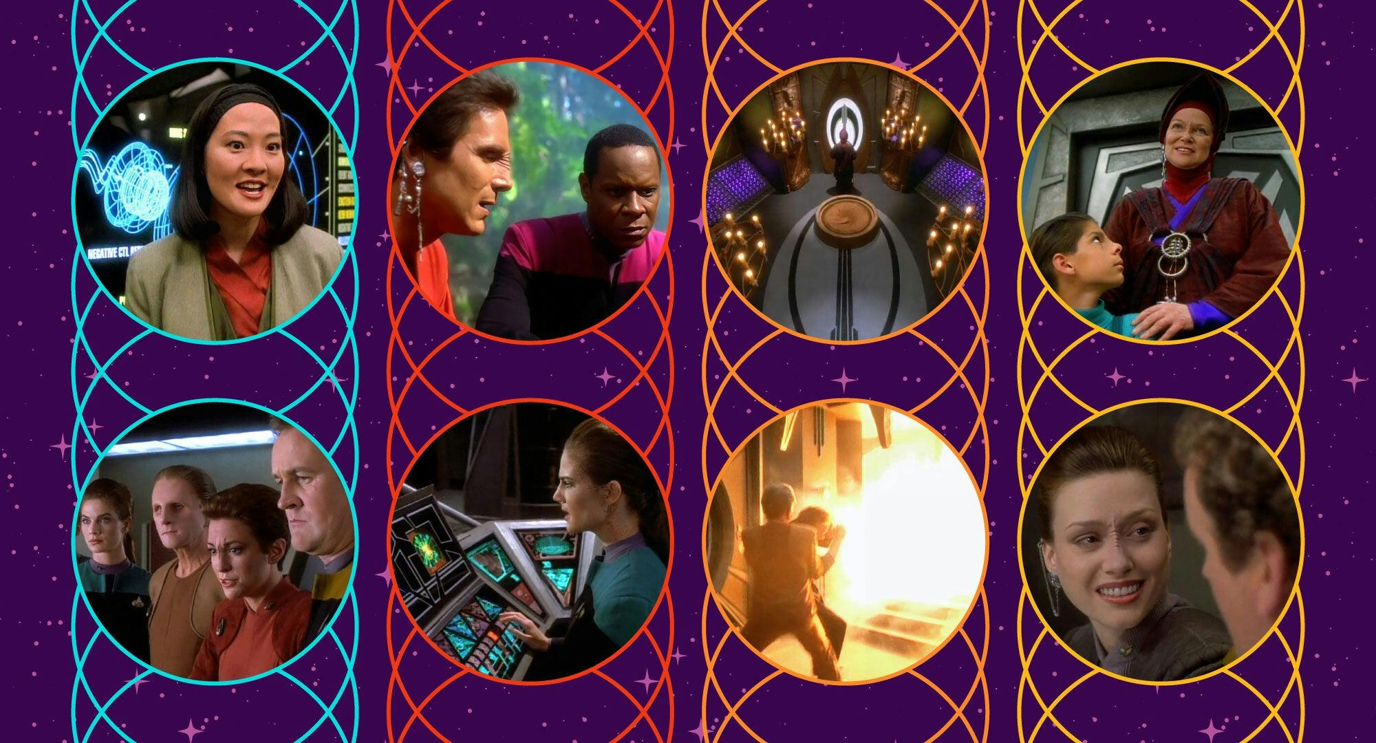 Illustrated banner featuring 8 stills from Star Trek: Deep Space Nine 'In the Hands of the Prophets'