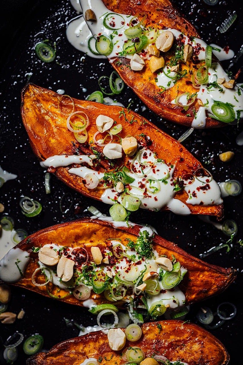 Baked Sweet Potatoes with Maple Crème Fraîche, from The Flavor Equation