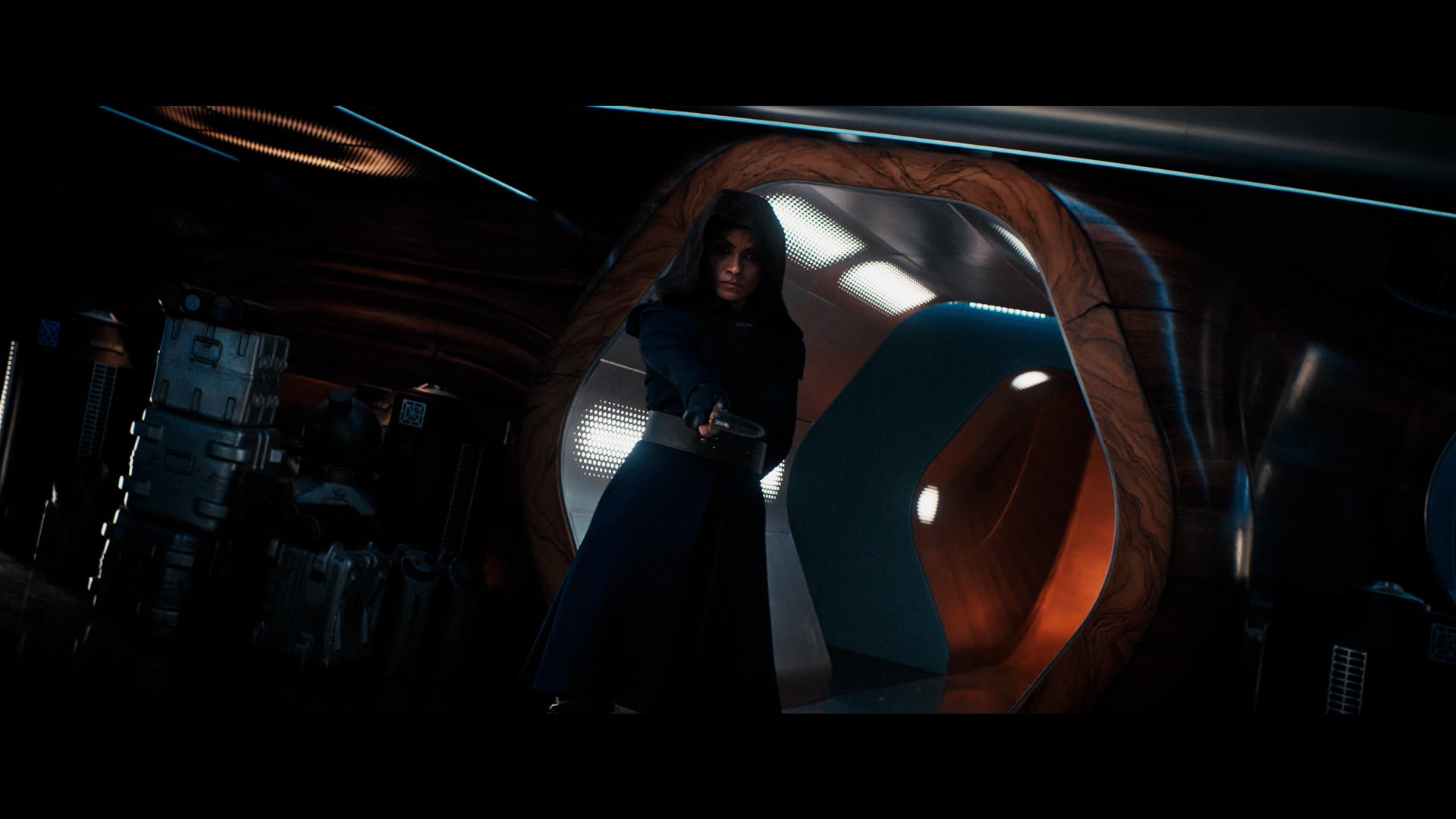 A Qowat Milat warrior aims their sword in this still image from Star Trek: Discovery (season four, episode three)