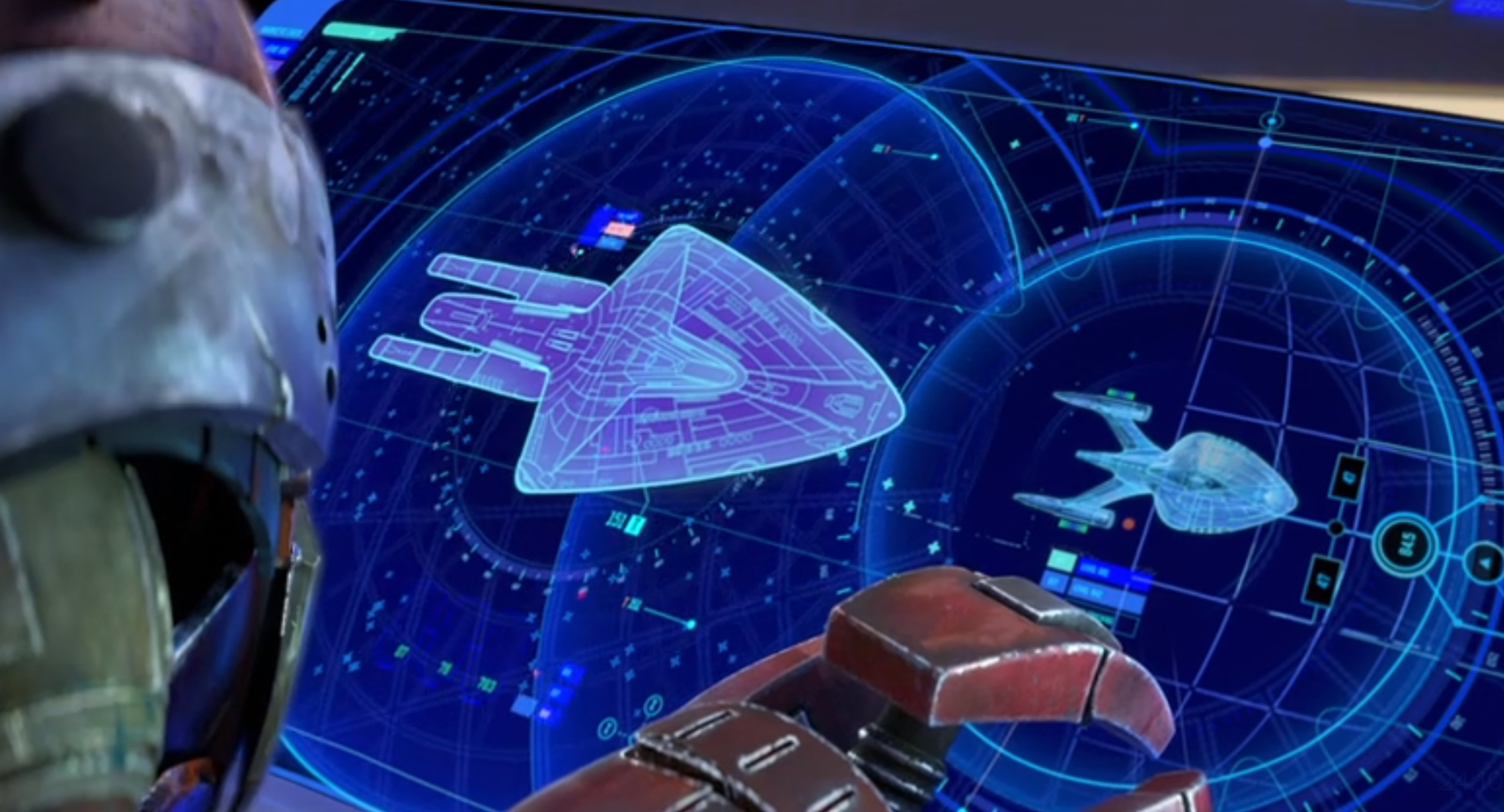 Over Zero's shoulders, on the conn, you can see the Dauntless' warp bubble merges with the Protostar's warp bubble on Star Trek: Prodigy