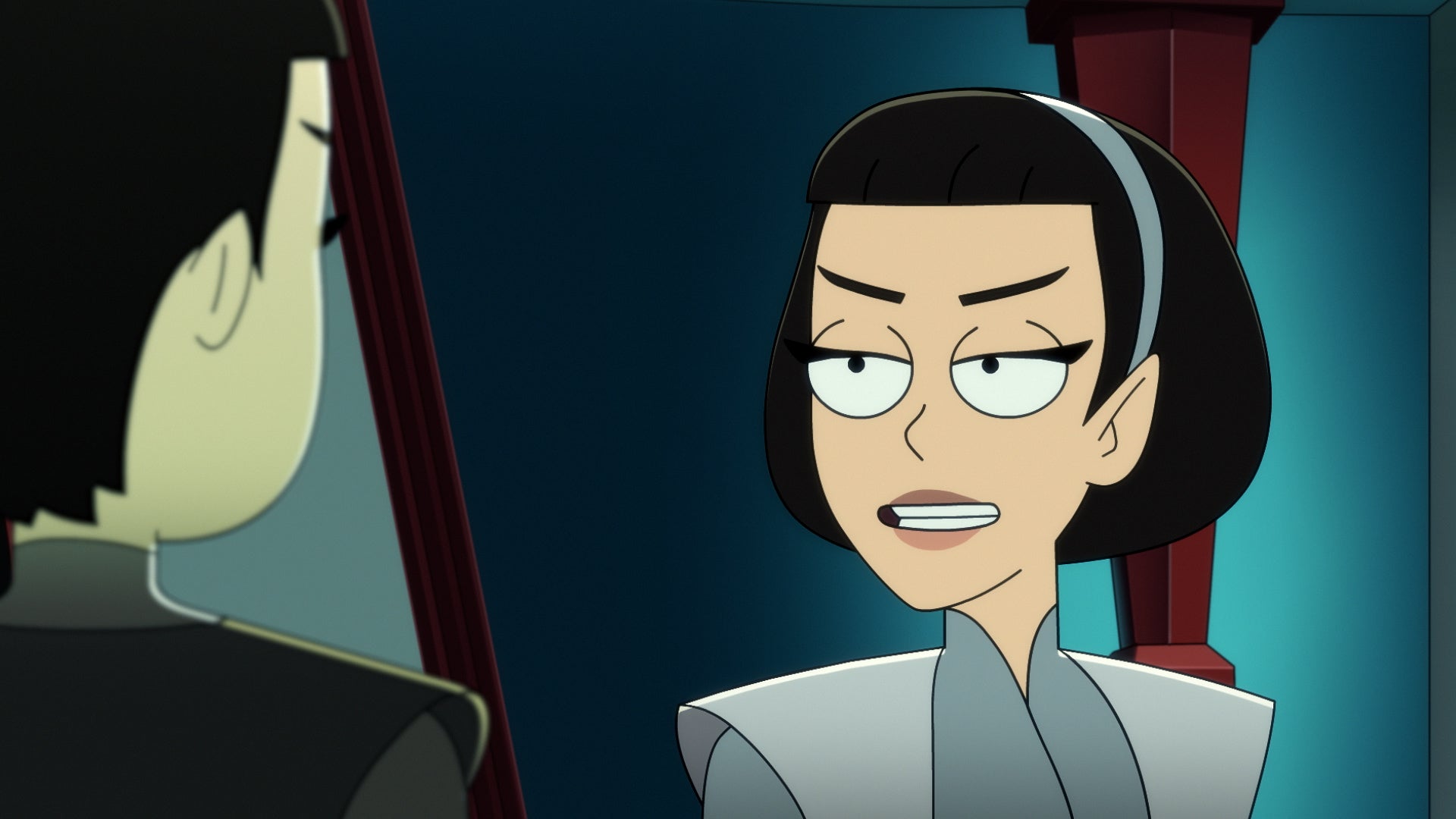 T'Lyn speaking to her colleagues in Star Trek: Lower Decks "wej Duj"