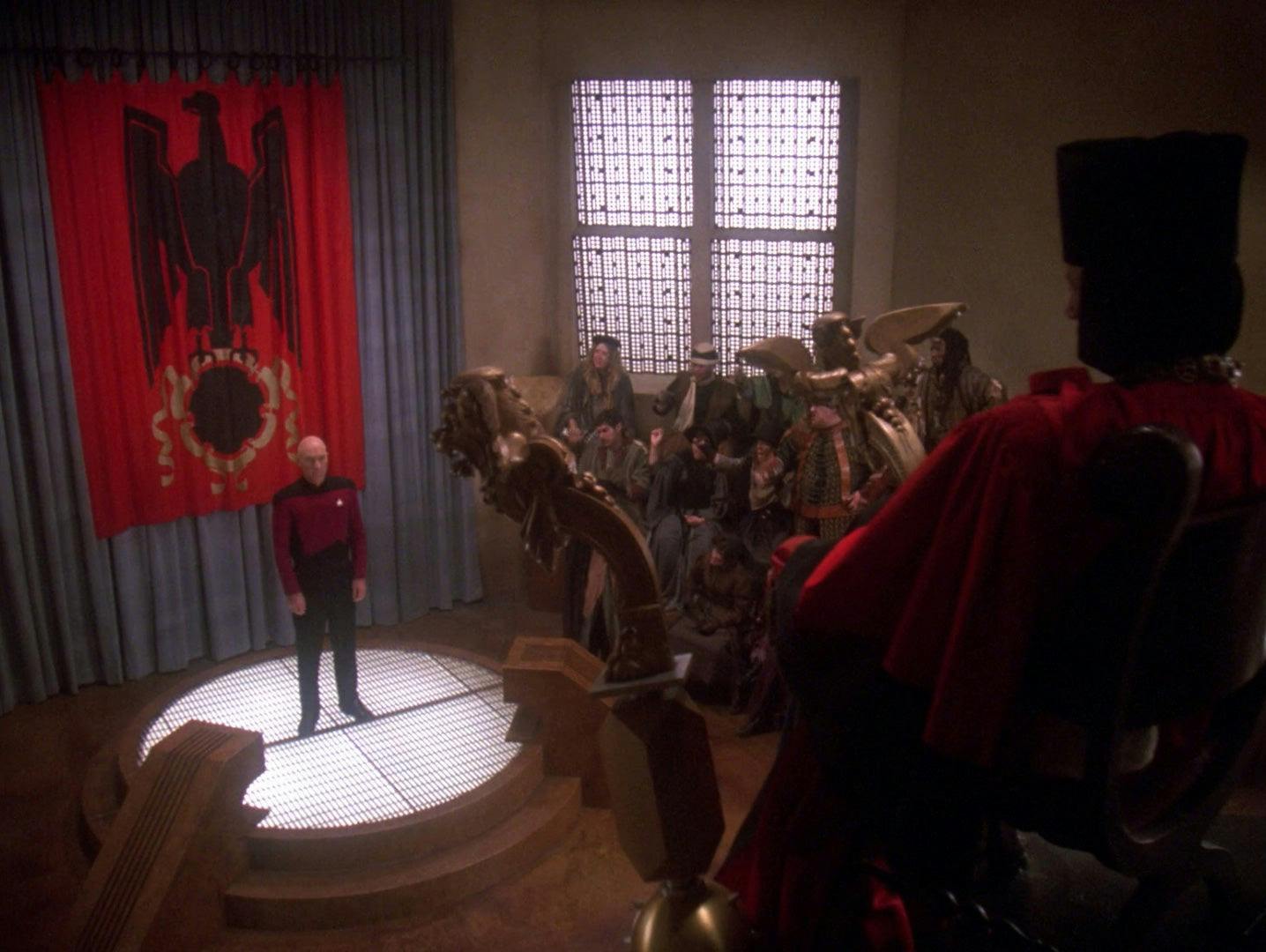 Q forces Picard to be on trial once more to test humanity's contributions in 'All Good Things...'