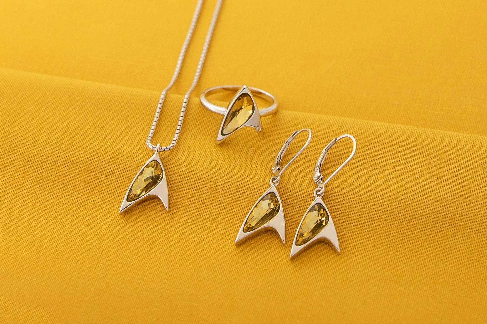 Star Trek X RockLove Crystal Delta Earring, Ring, and Pendant (Yellow)