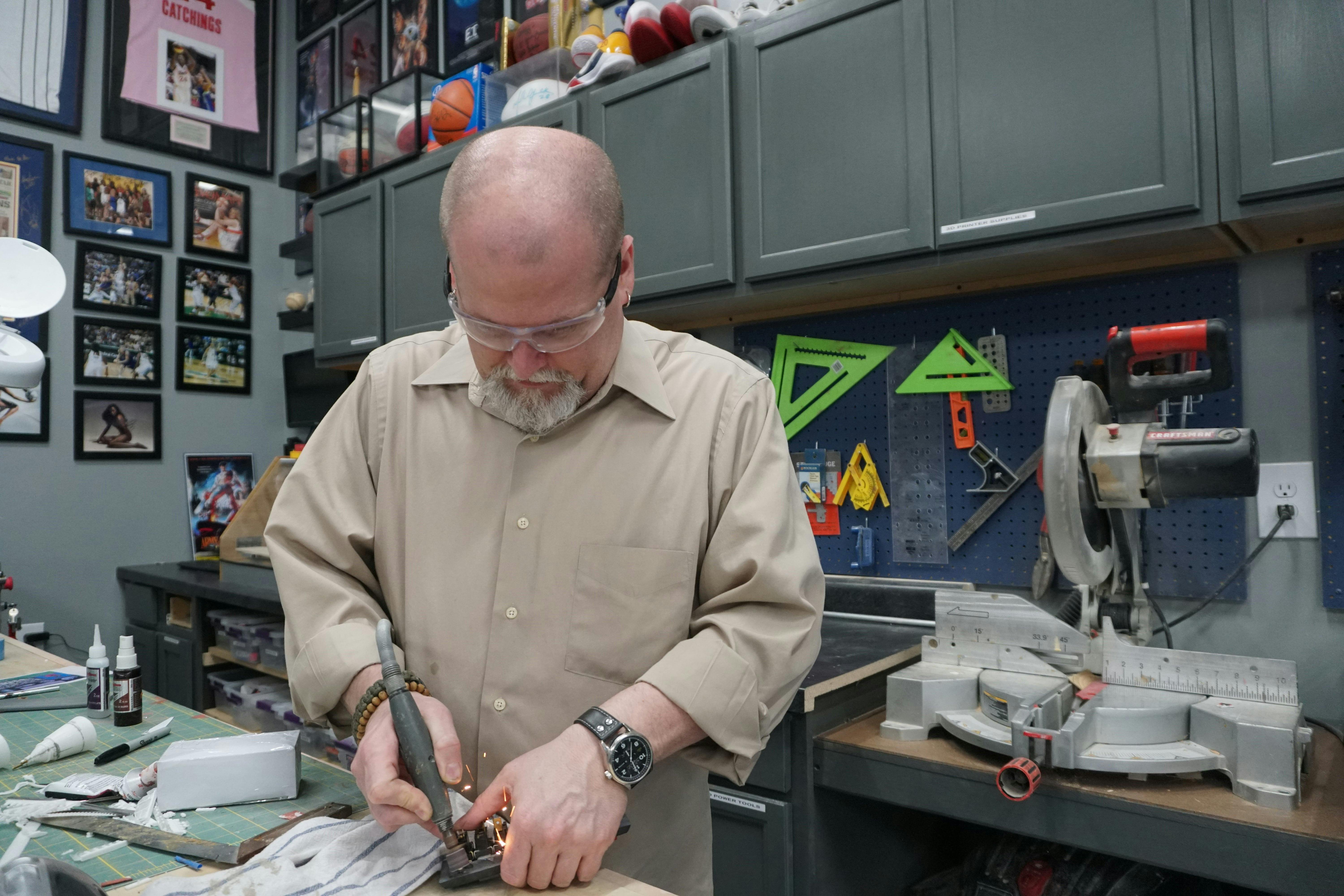 Gregg Nowling works in his home studio