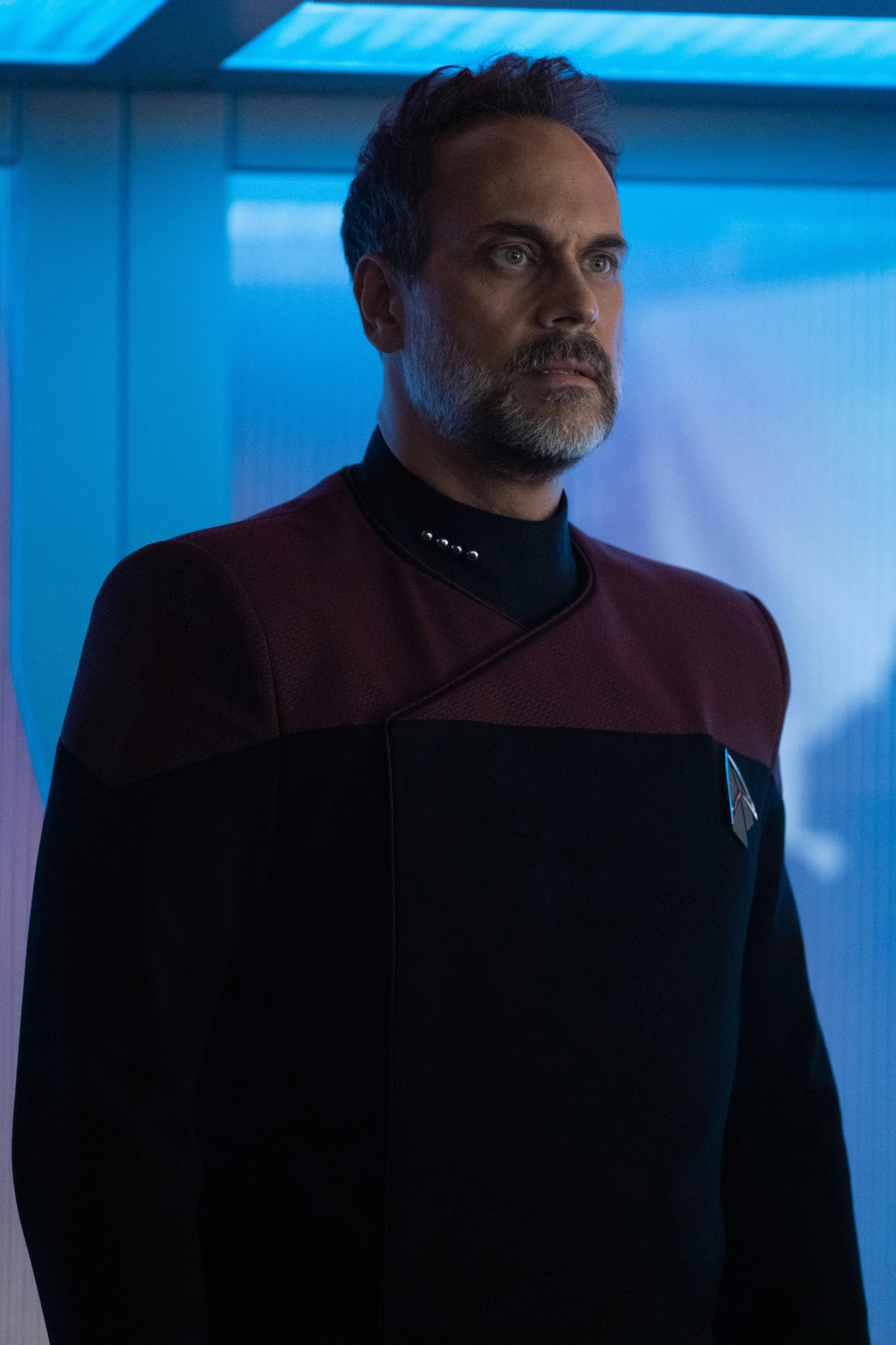 Captain Liam Shaw stands and looks forward on Star Trek: Picard