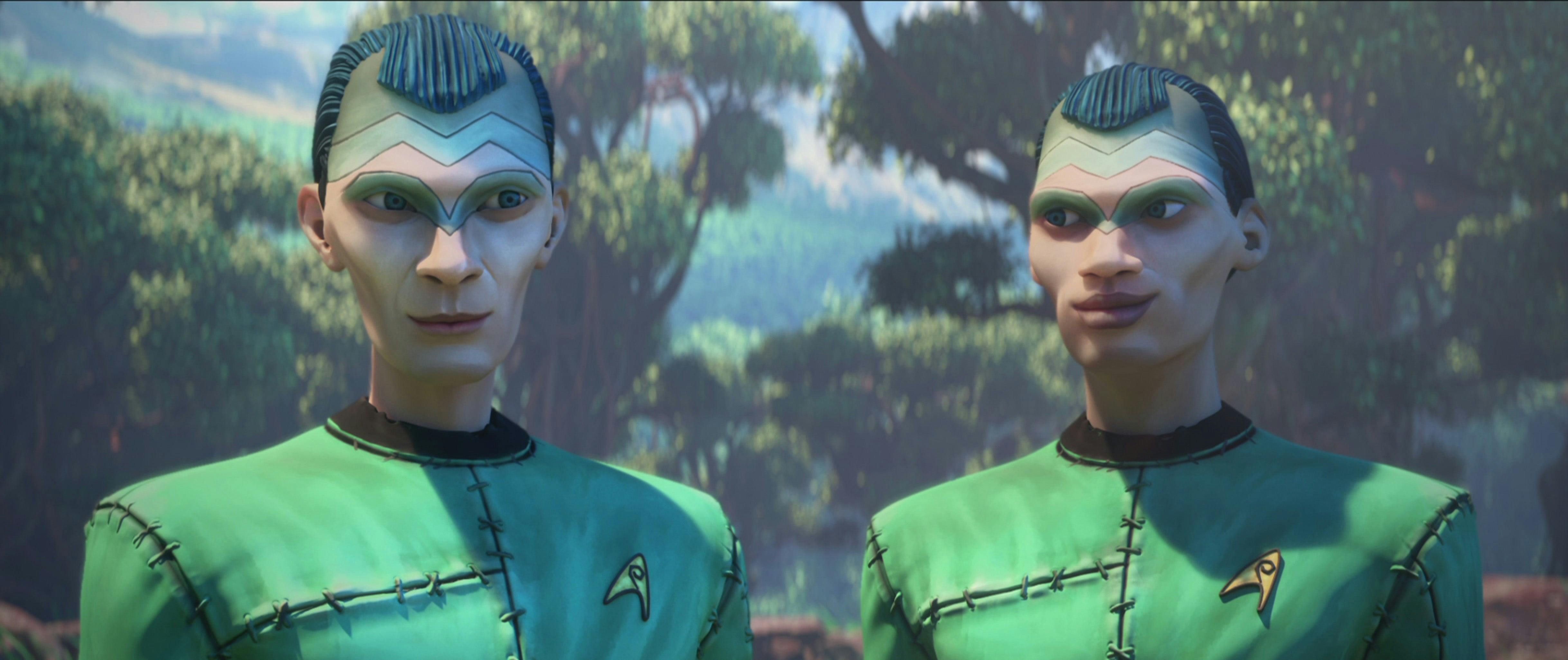 Two Enderprizian Starflight officers on their planets surface on Star Trek: Prodigy