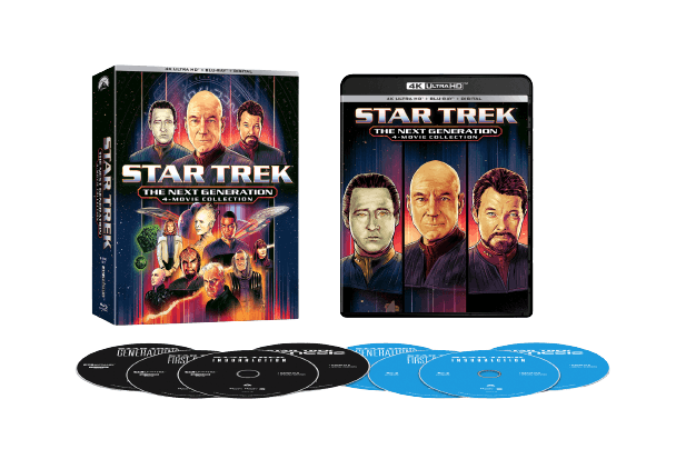 STAR TREK: THE NEXT GENERATION 4-MOVIE COLLECTION pack shots with discs laying out