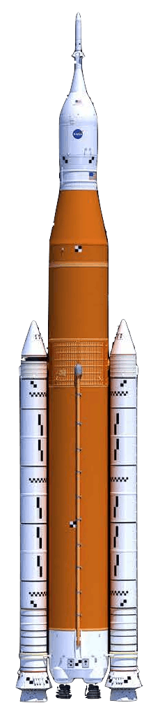 Render of NASA’s Space Launch System rocket. 