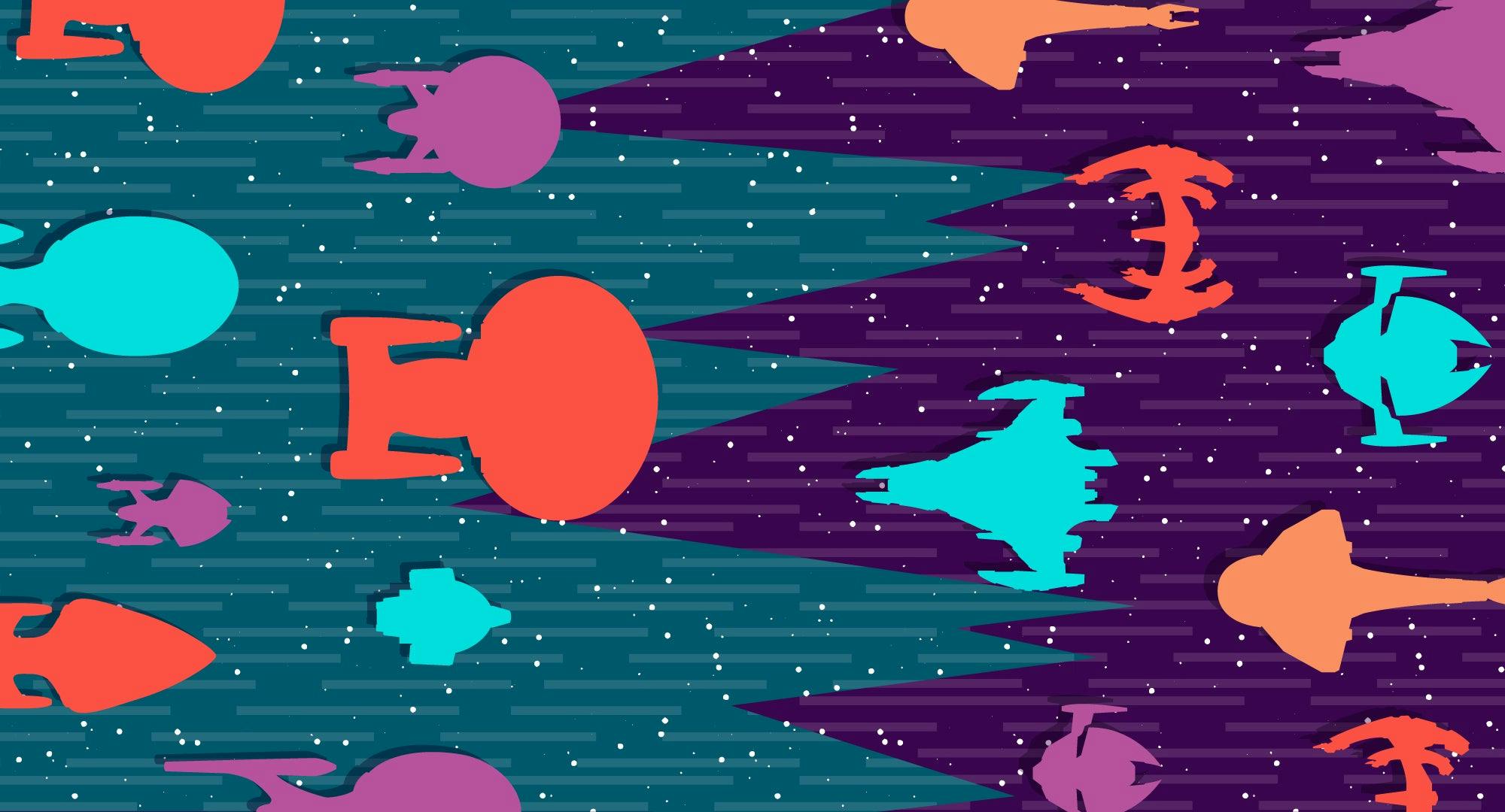 Illustrated banner featuring Federation starships and Dominion ships