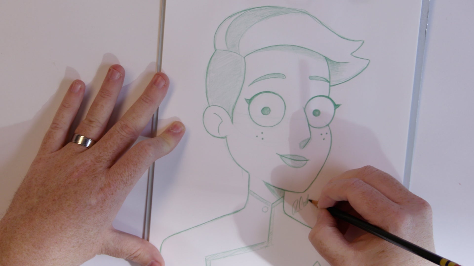 Robby Cook demonstrates how to draw Ensign Tendi from Star Trek: Lower Decks.