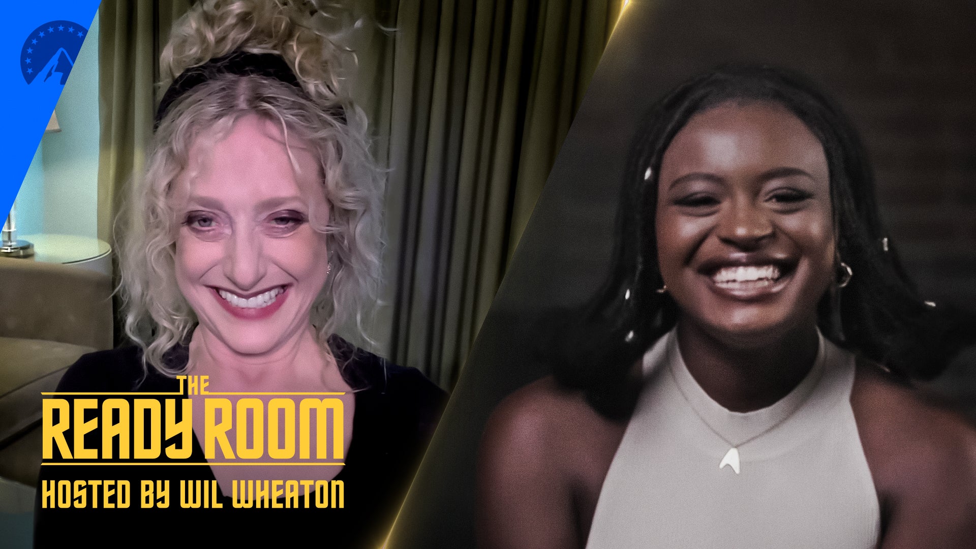 Split screen image of Carol Kane and Celia Rose Gooding on The Ready Room
