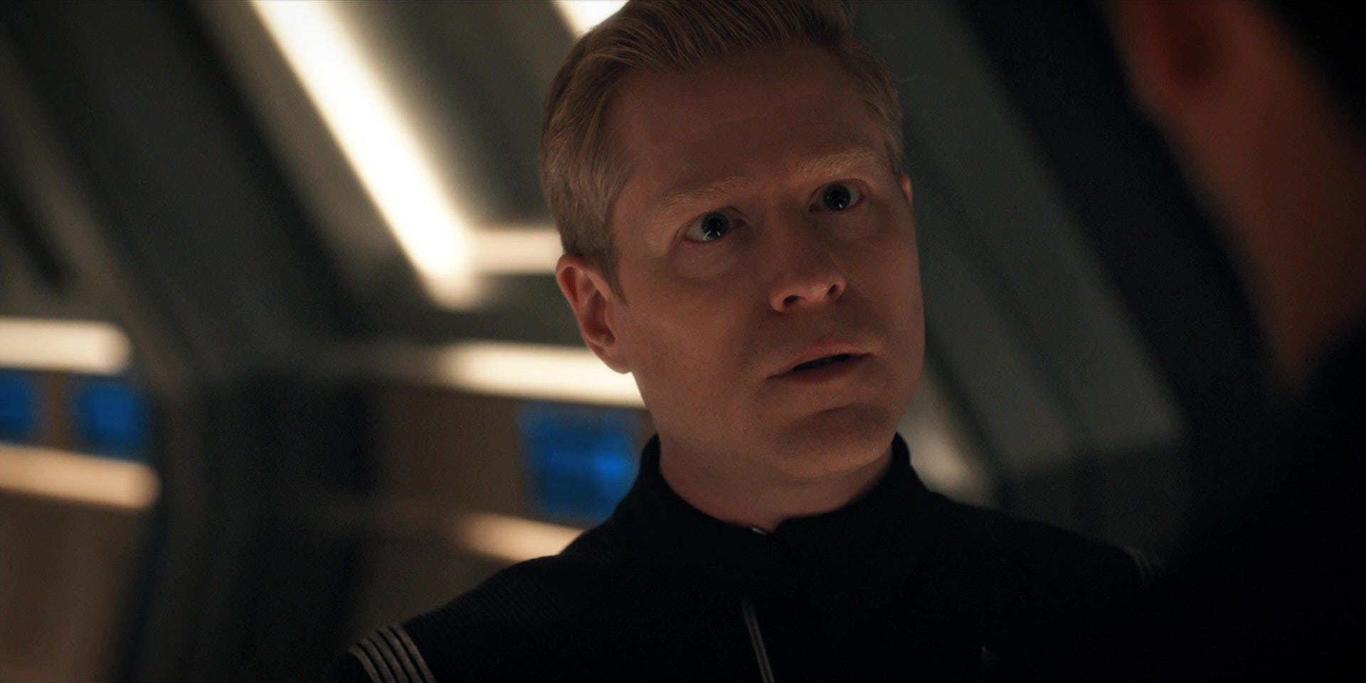 Stamets stares intently at Tyler (out of frame) in Star Trek: Discovery