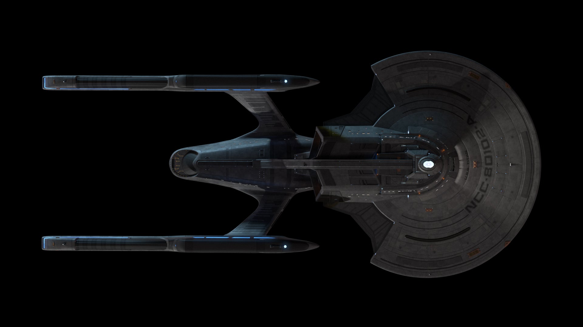 Overhead view of the U.S.S. Titan from Star Trek: Picard
