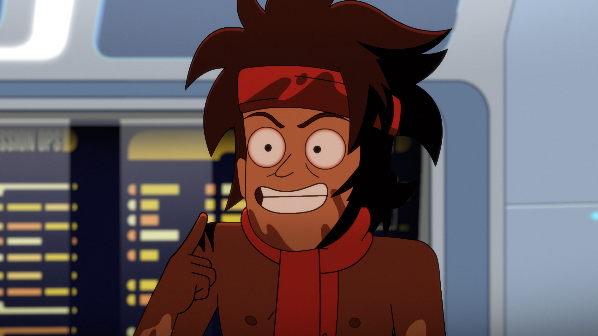 Boimler appears on the bridge of the U.S.S. Cerritos, looking like a Kazon.