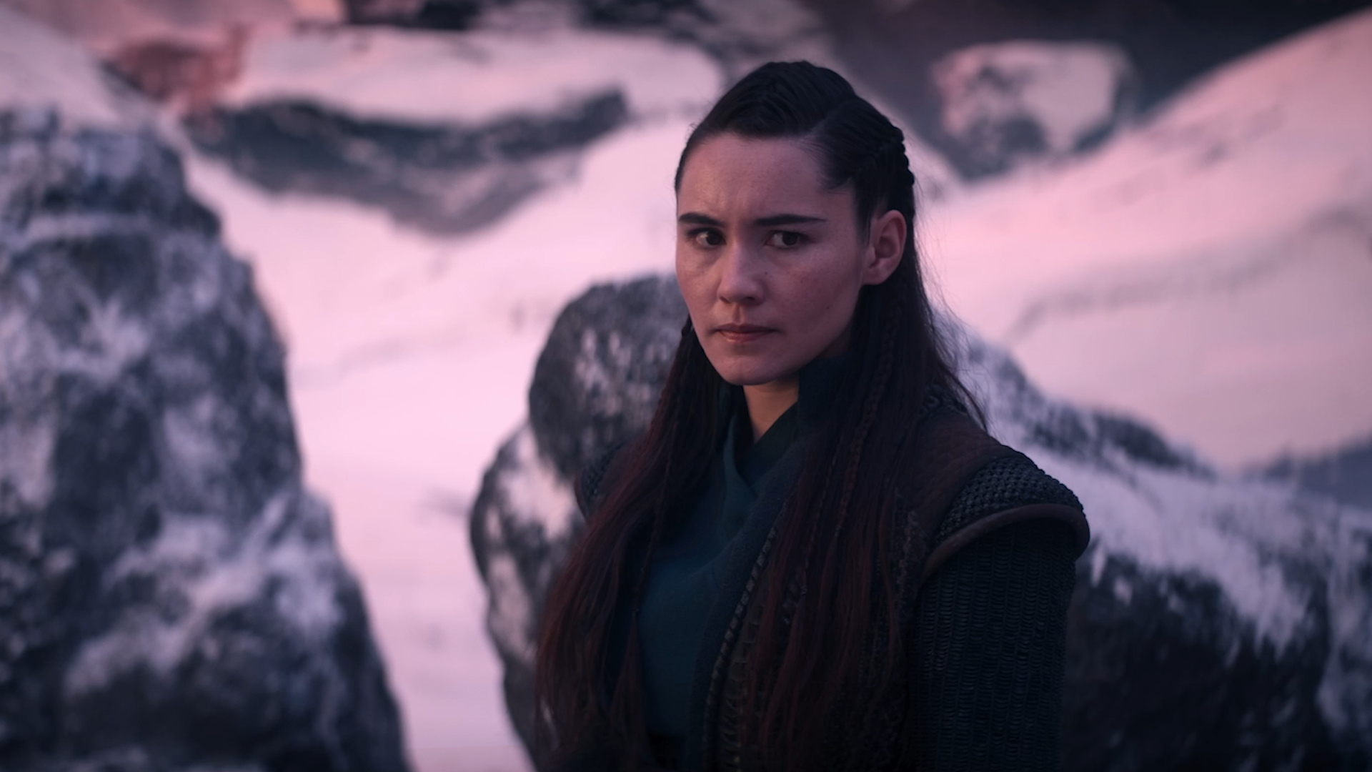 La'An, in field Kalar attire, looks over to her left with a concerned expression in 'Among the Lotus Eaters'