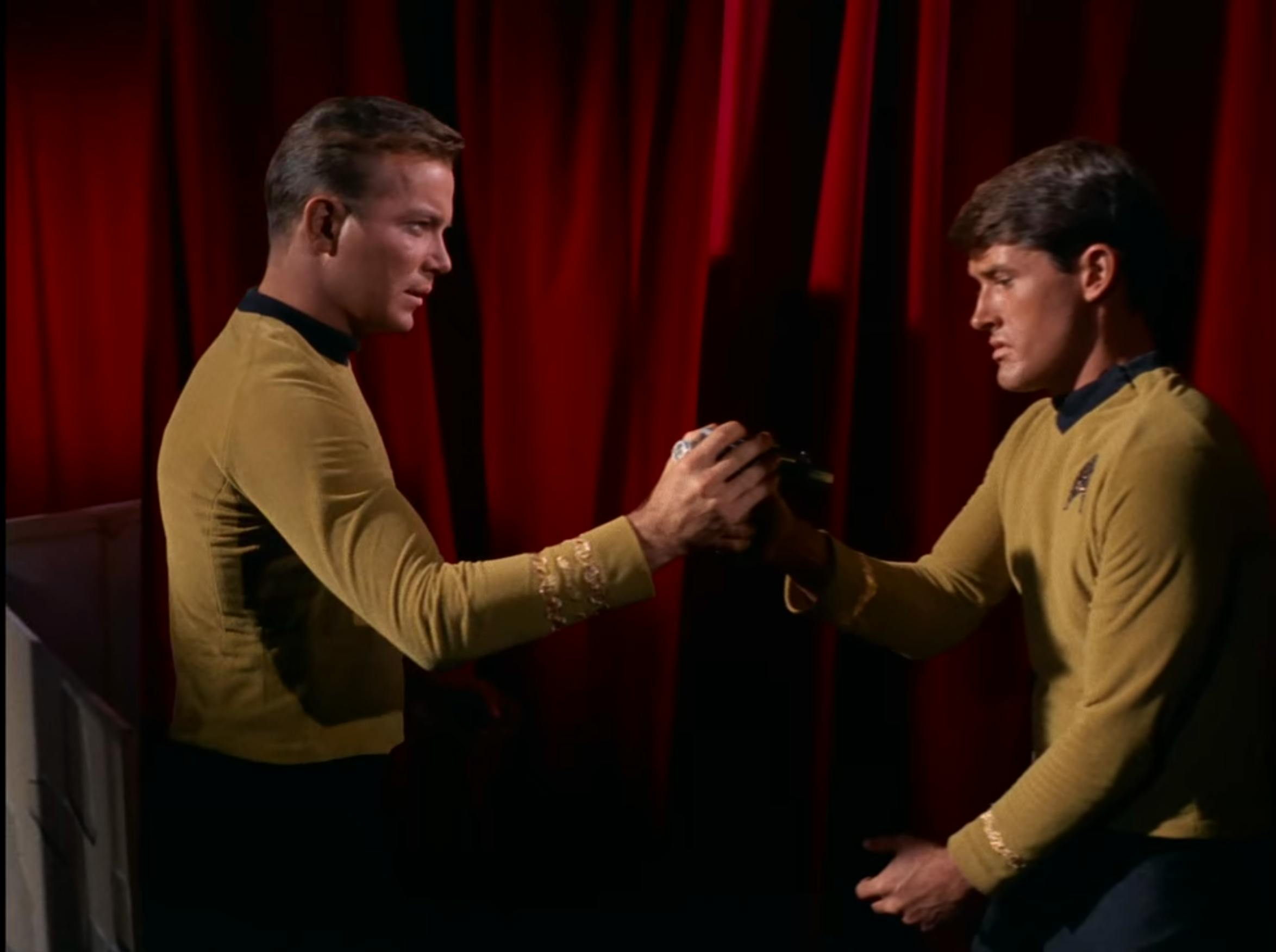 Kirk stops Lt. Kevin Riley from executing The Executioner in Star Trek: The Original Series