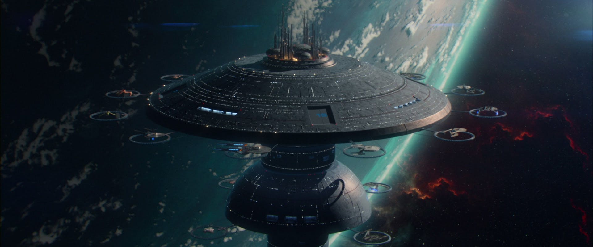 Earth's old spacedock is retrofitted to be the Fleet Museum in Athan Prime in 'The Bounty'