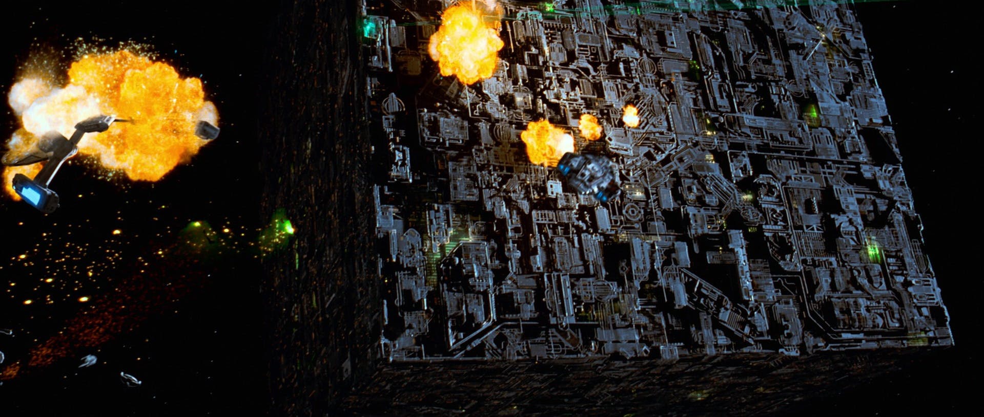 The Borg lays on its assault on several Starfleet vessels in Star Trek: First Contact