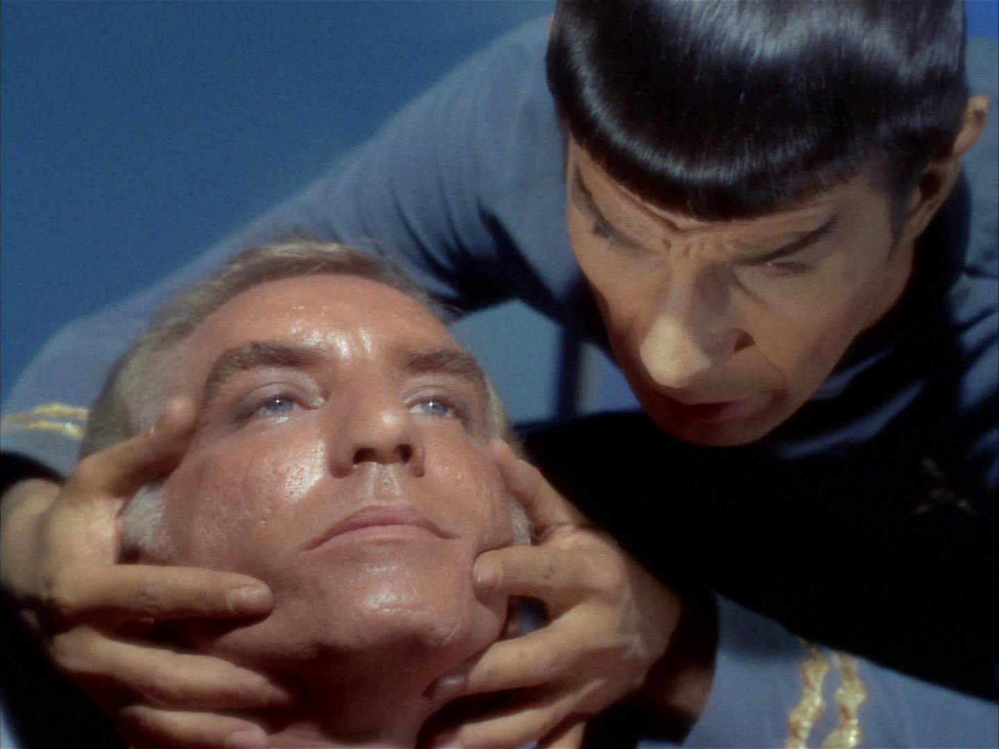 Spock performs a mind meld on Dr. Simon Van Gelder in 'Dagger of the Mind'