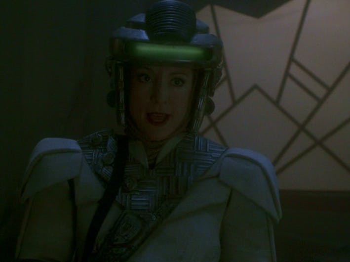 Kira Nerys poses as a Breen soldier in 'What You Leave Behind'