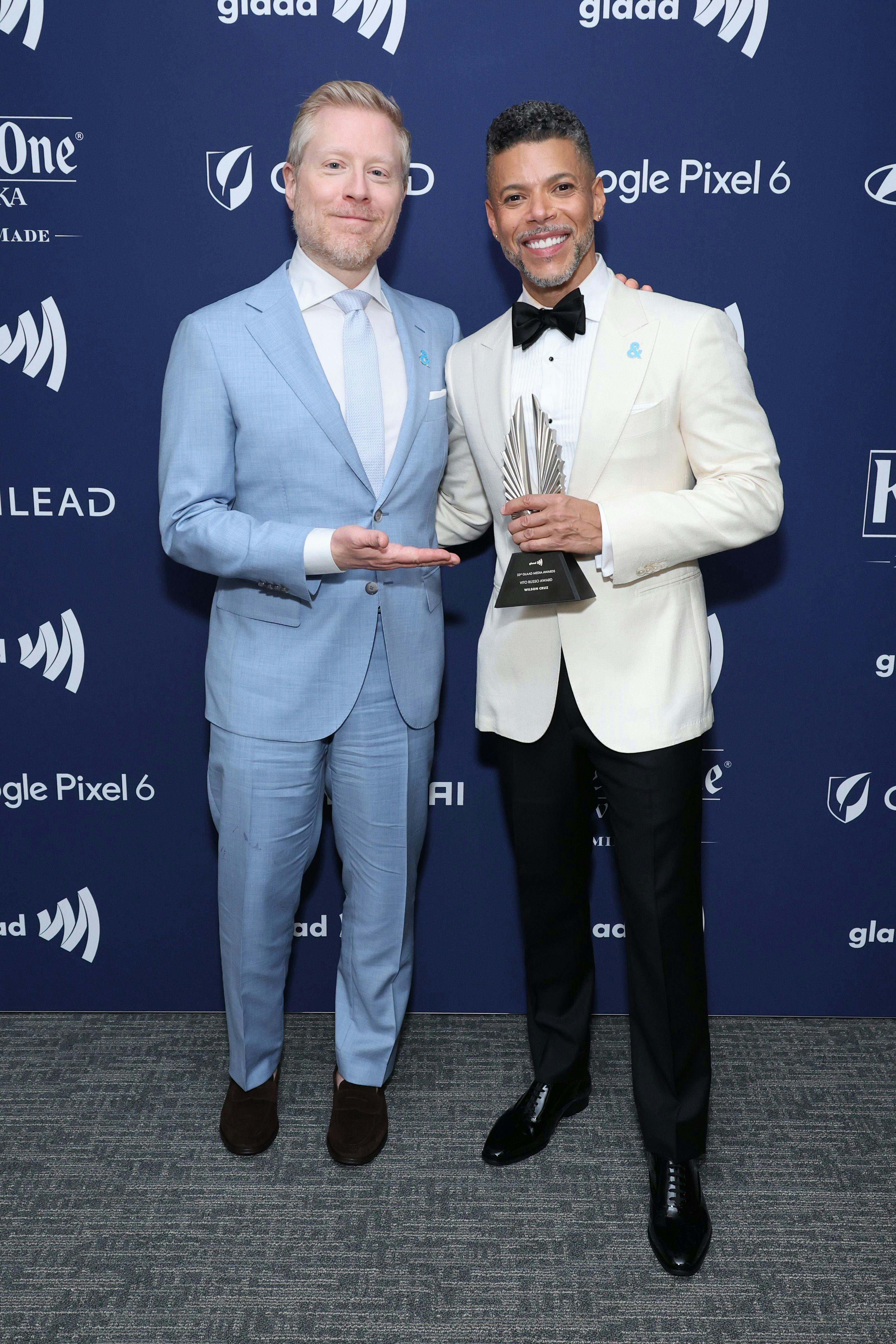 Anthony Rapp and Wilson Cruz at the 33rd GLAAD Awards