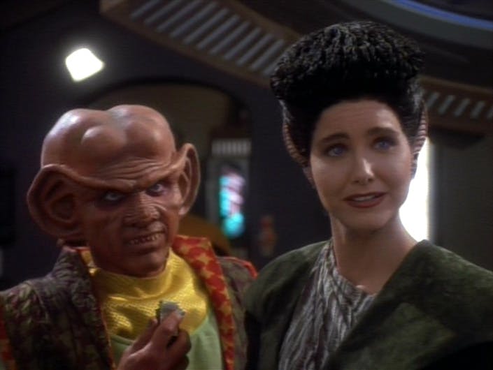 On DS9, Quark raises a discrepancy in the Vorta Eris' story as he addresses the crew in 'The Jem'Hadar'