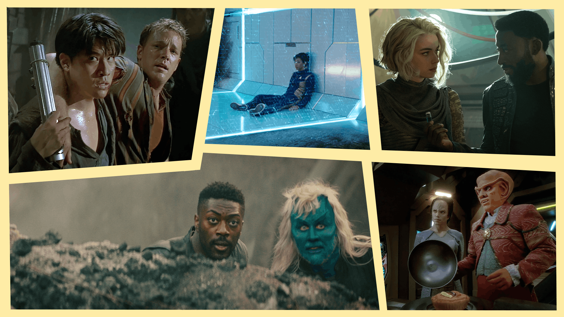 Collage of episodic stills from Star Trek's most daring escapes
