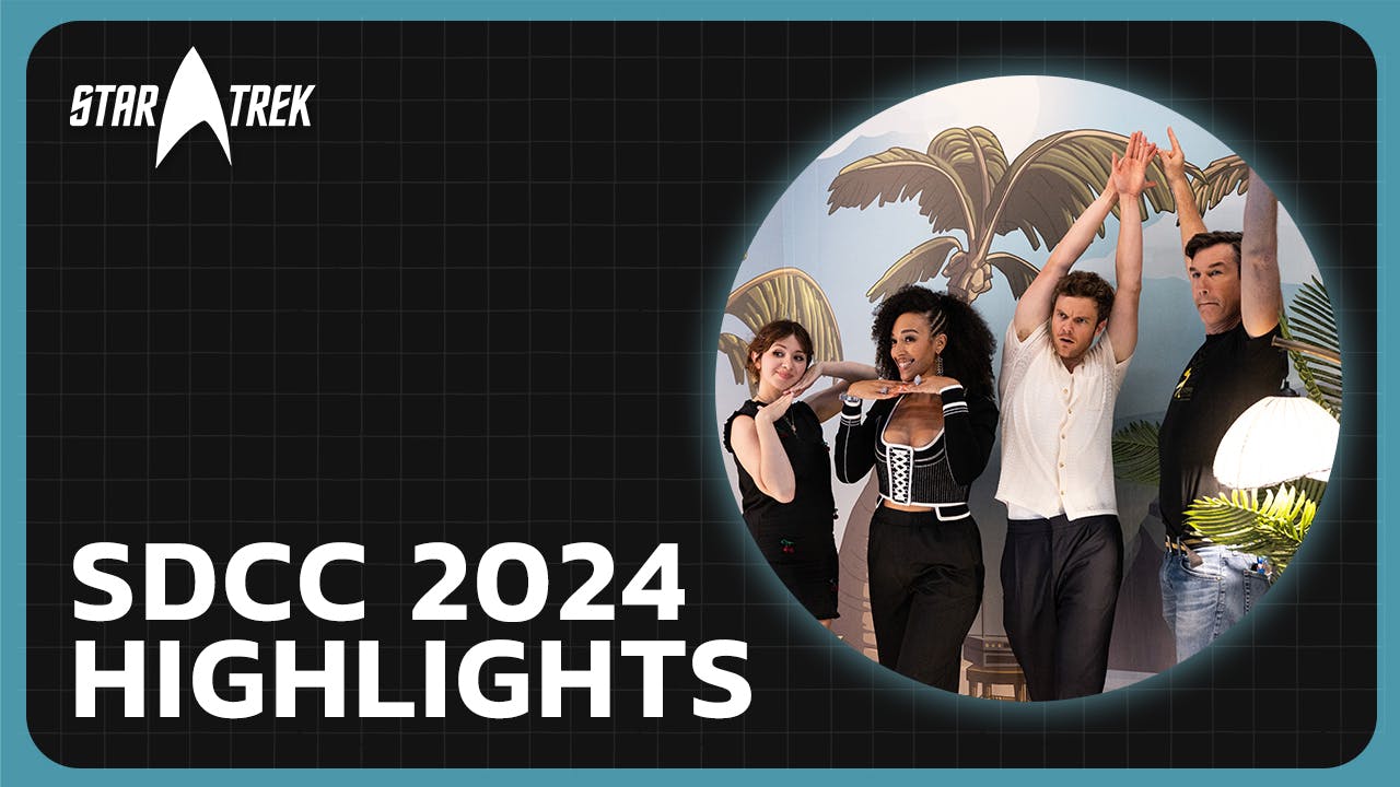 star trek main enemies Thumbnail featuring Noel Wells, Tawny Newsome, Jack Quaid, and Jerry O'Connell posing