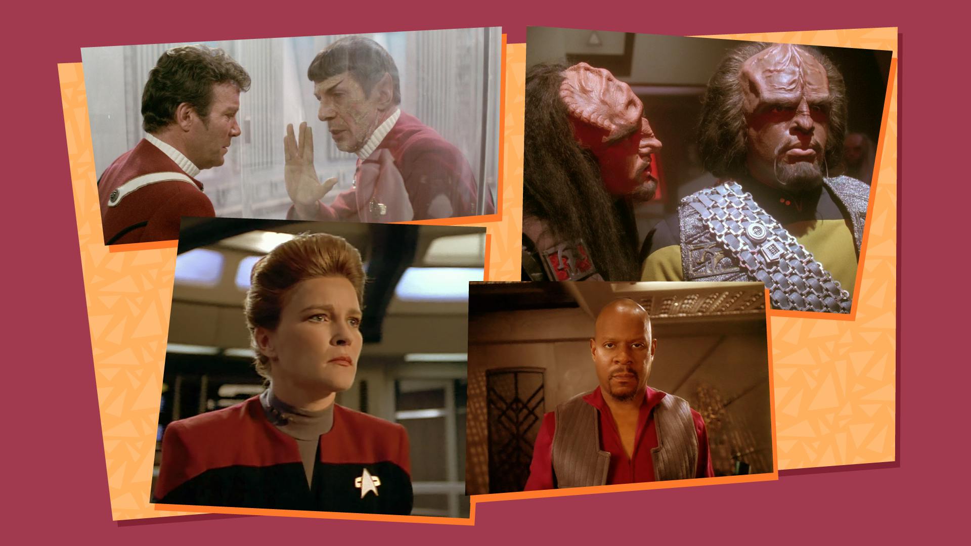 Collage of episodic stills of personal sacrifices in Wrath of Khan, Sins of the Father, Caretaker, and In the Pale Moonlight