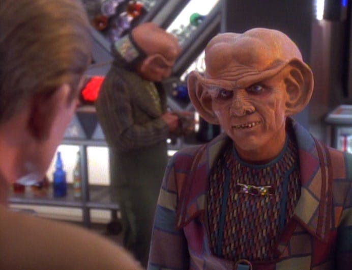 As Rom tends to the bar, Quark faces Odo in 'The House of Quark'