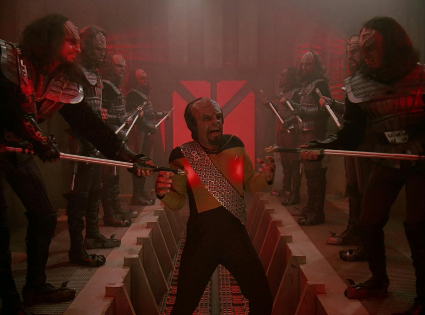 Worf endures the the Rite of Ascension in a holodeck simulation in 'The Icarus Factor'