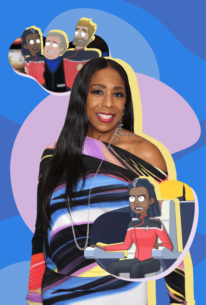 Dawnn Lewis portrait and two episodic stills of Captain Freeman from 'Starbase 80!?'