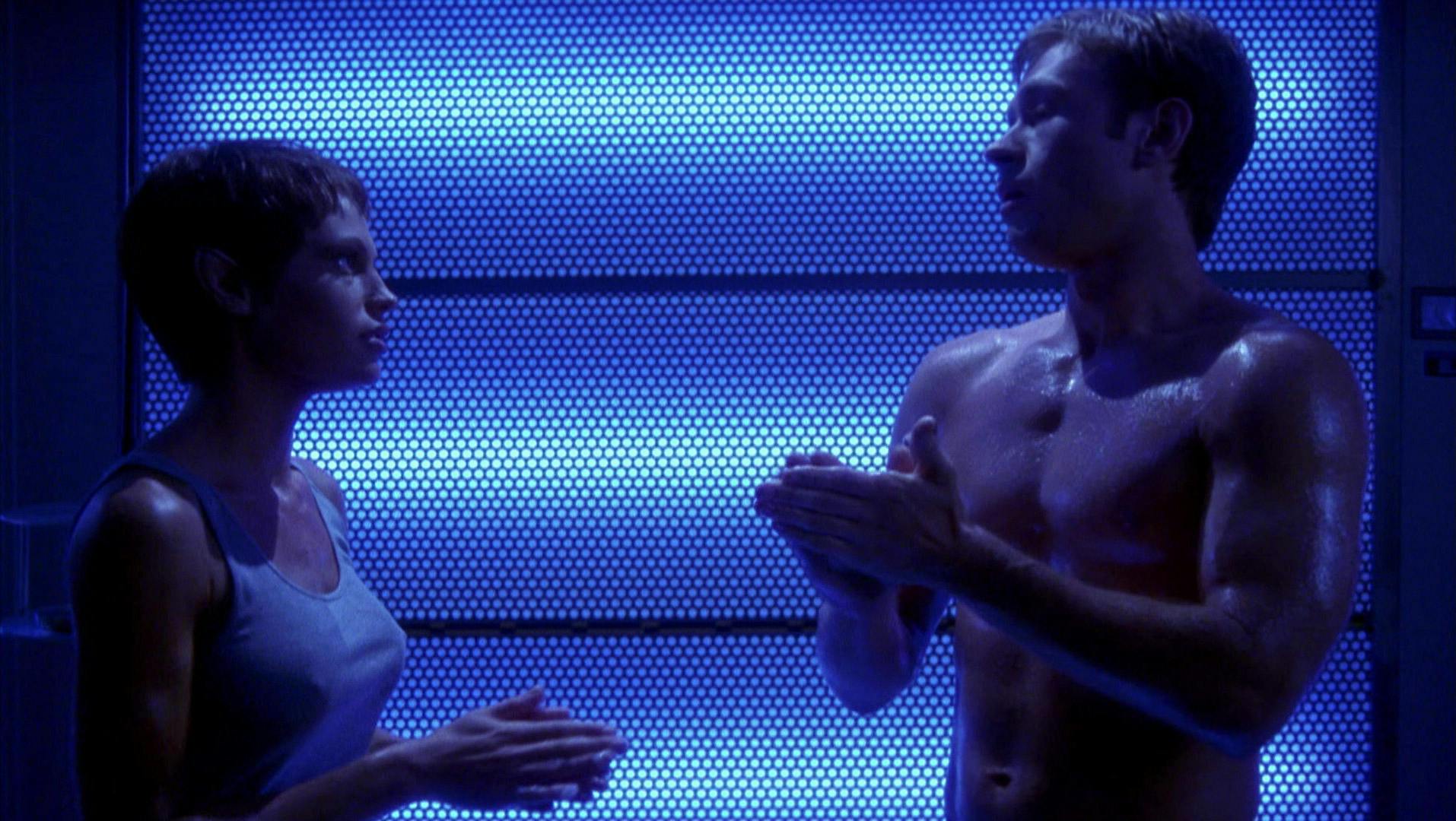 T'Pol and Trip Tucker have to rub decontamination gel on themselves in 'Broken Bow'