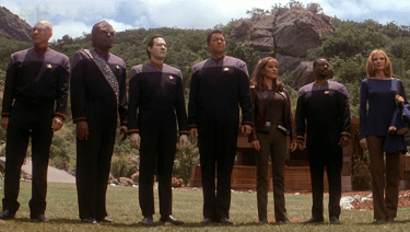 Header image for Star Trek: Insurrection showing the crew on a planet's surface