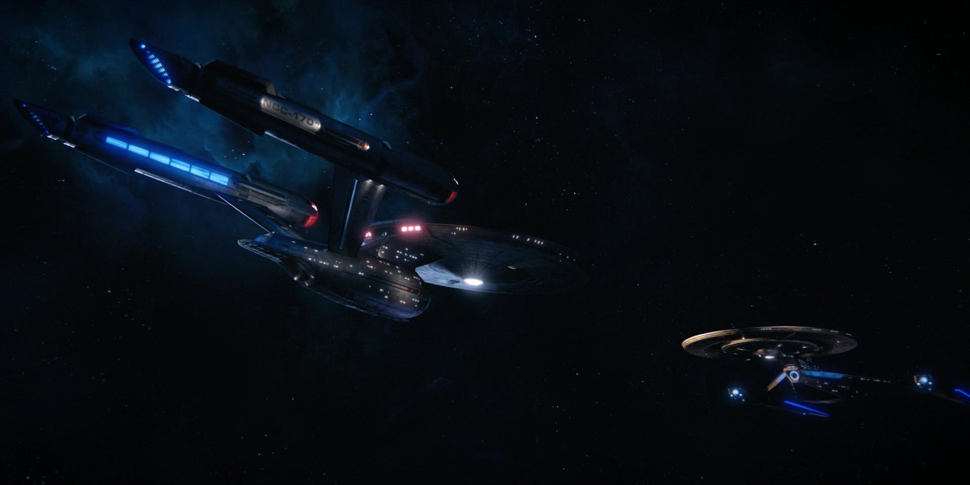 The U.S.S. Enterprise rendezvous with the U.S.S. Discovery in 'Will You Take My Hand?'