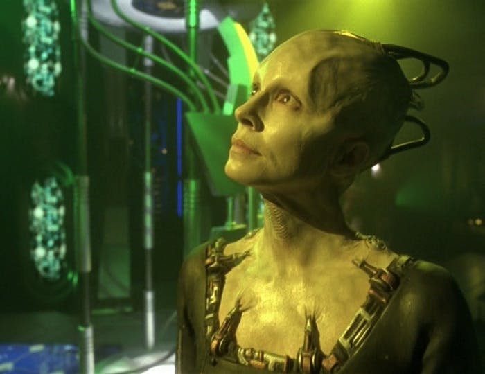 The Borg Queen looks up in 'Unimatrix Zero, Part I'