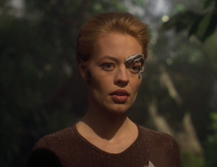 Close-up of Seven of Nine in a dream in 'Unimatrix Zero, Part I'