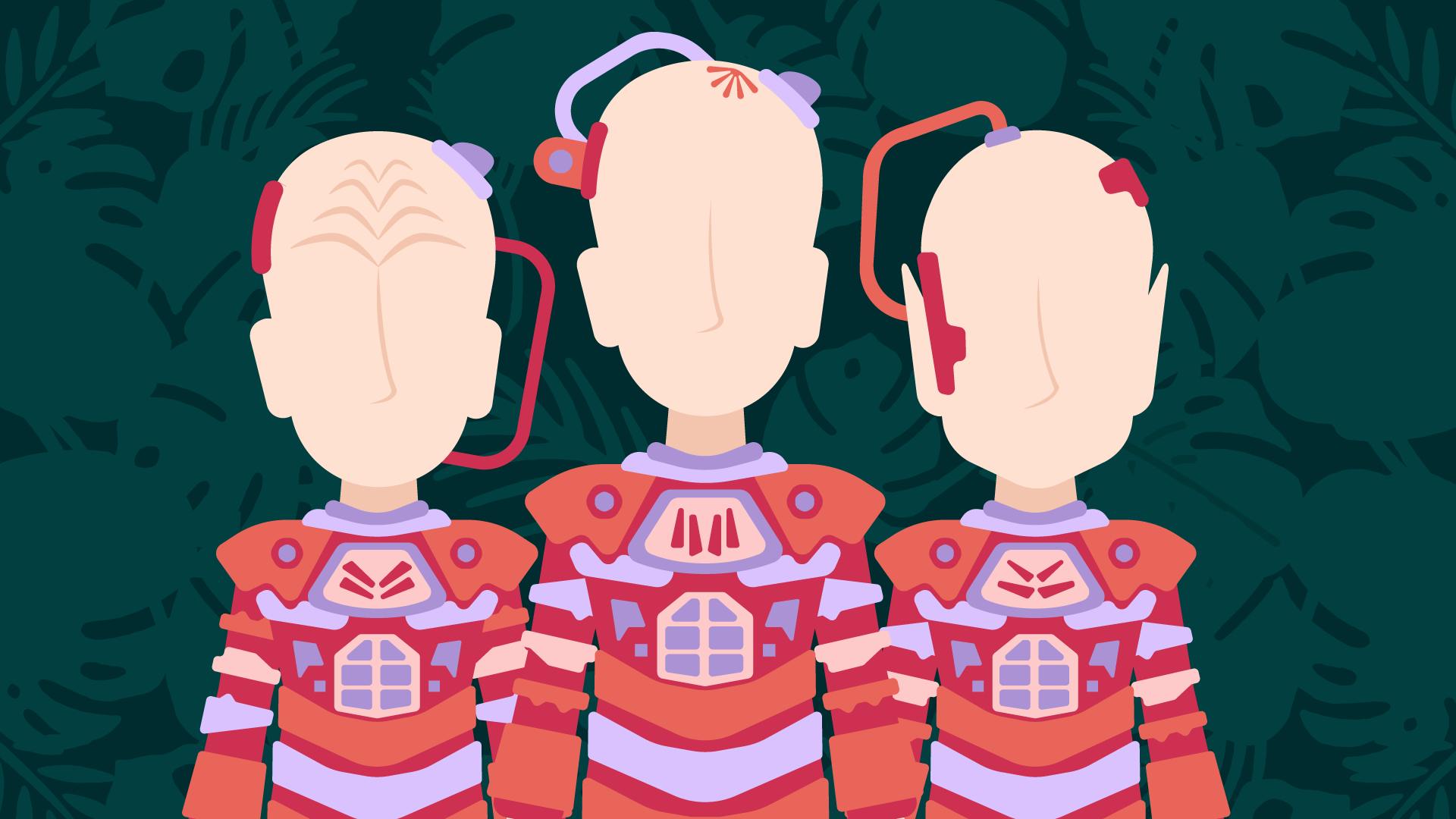 Graphic illustration of three assimilated Borgs